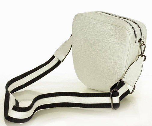 Torba skórzana na dwa zamki crossbody camera bag - MARCO MAZZINI biały - min. zamówienie 20 / 50 / 100 szt.