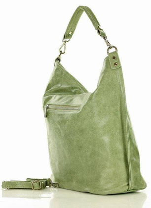 Ponadczasowa torebka worek skórzana MAZZINI - Renella zieleń pistacja - min. zamówienie 20 / 50 / 100 szt.