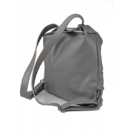 Torebko plecak,Włoski worek na ramię Vera Pelle,pojemny A4 STZ34G szary