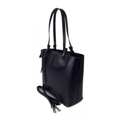 Torebka na ramię Vera Pelle ,Włoski skórzany kuferek format A4, Granatowa  KM446BS