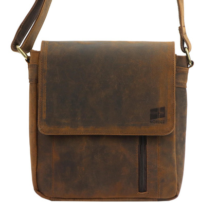 Klasyczna saszetka męska, skóra nubuk, na ramię