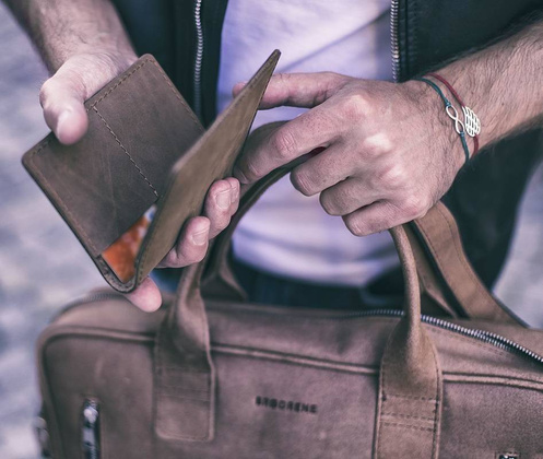 Elegancki portfel ze skóry na karty i monety BRØDRENE SW01+ zielony - min. zamówienie 20 / 50 / 100 szt.