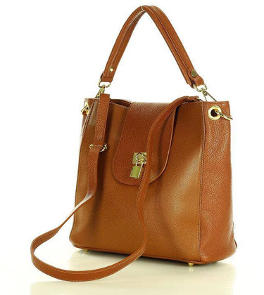 Elegancka torebka na ramię skóra naturalna vera pelle a tracolla - MARCO MAZZINI brąz karmel - min. zamówienie 20 / 50 / 100 szt.