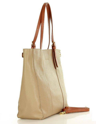 MARCO MAZZINI Elegancka torba skórzana sustainable leather bag beż cappuccino - min. zamówienie 20 / 50 / 100 szt.