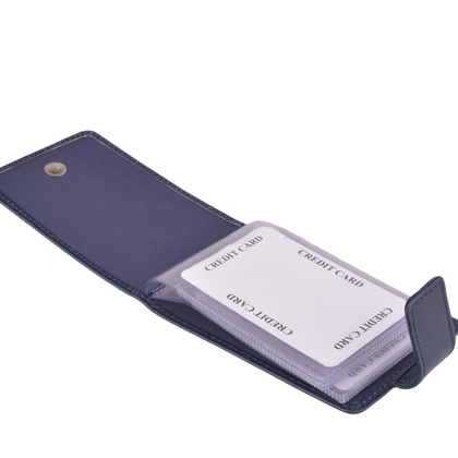 Etui na wizytówki / karty skórzane KEMER W-2 Granatowe - min. zamówienie 20 / 50 / 100 szt.