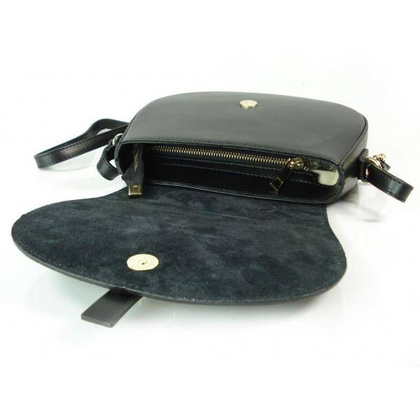 LISTONOSZKA SKÓRZANA TOREBKA CHLEBAK  ZŁOTO ZAMSZ CZARNA  VP116N