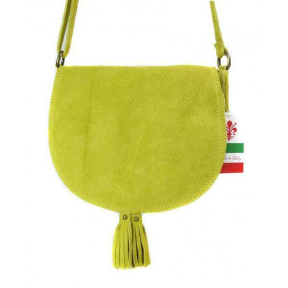 Zamszowa listonoszka ,chlebak  Vera Pelle ,pojemna przewieszka A5 Żółta  VP490GL