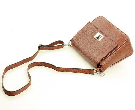 MARCO MAZZINI Torebka skórzana przez ramię crossbody classic flap brąz - min. zamówienie 20 / 50 / 100 szt.