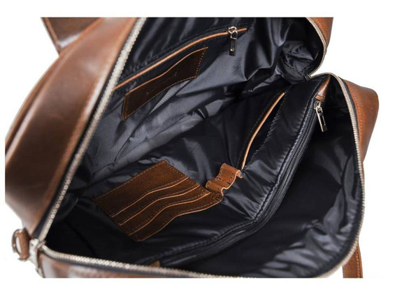 Męska torba na ramię ze skóry naturalnej na laptop BRØDRENE R01 czarny Kolor wnętrza: Czarny - min. zamówienie 20 / 50 / 100 szt.