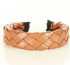 Wyplatana opaska ozdobna na włosy skóra ekologiczna boho brąz camel MAZZINI - min. zamówienie 20 / 50 / 100 szt.