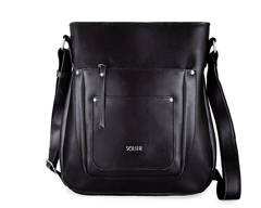 Skórzana torba damska listonoszka Parla FL21 czarna - min. zamówienie 20 / 50 / 100 szt.