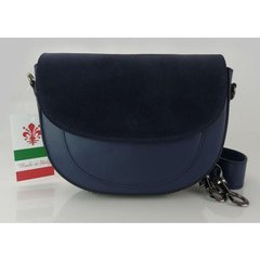 Listonoszka,chlebak,przewieszka  Vera Pelle klapka zamsz Granatowa LVP399BS