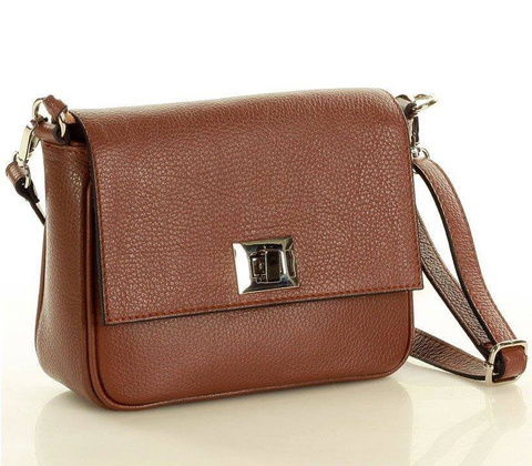 MARCO MAZZINI Torebka skórzana przez ramię crossbody classic flap brąz - min. zamówienie 20 / 50 / 100 szt.