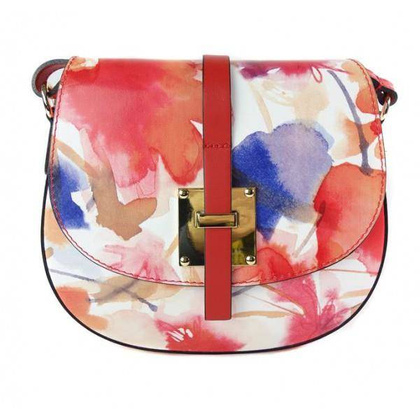 Listonoszka,przewieszka ,skórzany chlebak w kwiaty złote okucia   VP116K3