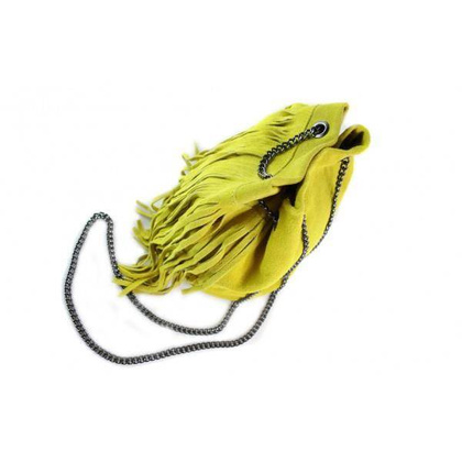 Zamszowa listonoszka ,worek frędzle,włoska skóra Vera Pelle Żółty WL45GL