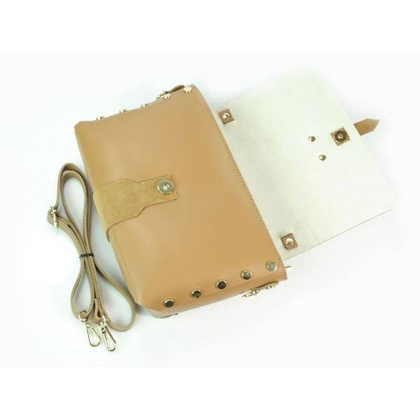 Kuferek listonoszka A5 złote dżety + zamsz camel Vera Pelle   VPK789C