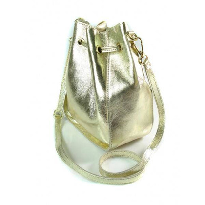 Włoska listonoszka woreczek La Bomba przewieszka złote okucia złota skórka nabłyszczana  LB38ORO