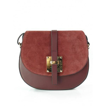 LISTONOSZKA SKÓRZANA TOREBKA CHLEBAK  ZŁOTO ZAMSZ BORDOWA VP116R