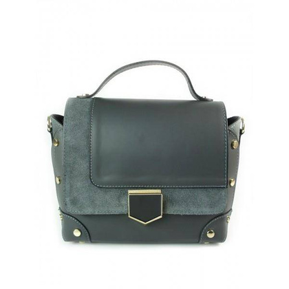 Kuferek listonoszka A5 złote dżety klamra + zamsz szary Vera Pelle   VPK890G