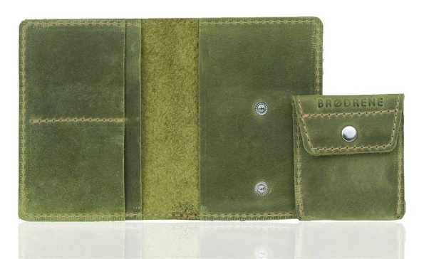 Elegancki portfel ze skóry na karty i monety BRØDRENE SW01+ zielony - min. zamówienie 20 / 50 / 100 szt.