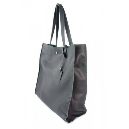 TOREBKA WOREK SHOPPER BAG  GENUINE LEATHER NA RAMIĘ  A4  SZARA  GL46G