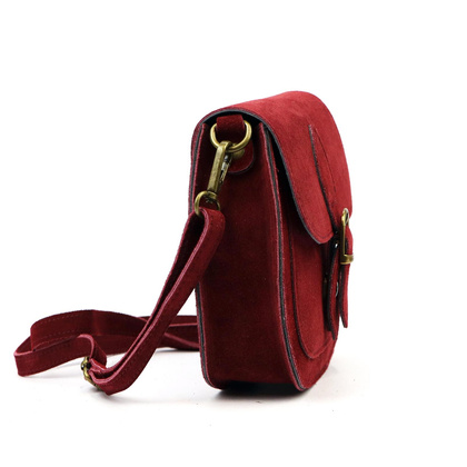 Mała torebka damska- listonoszka, naturalna skóra zamszowa 25-020