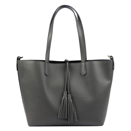 Torebka damska skórzana 19-85 DOLLARO Ciemno szara