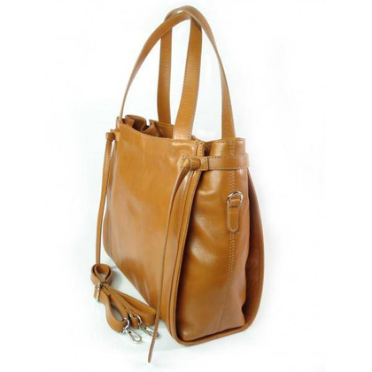 Duża włoska torebka  Vera Pelle na ramię ,pojemna Camel  WLB199C