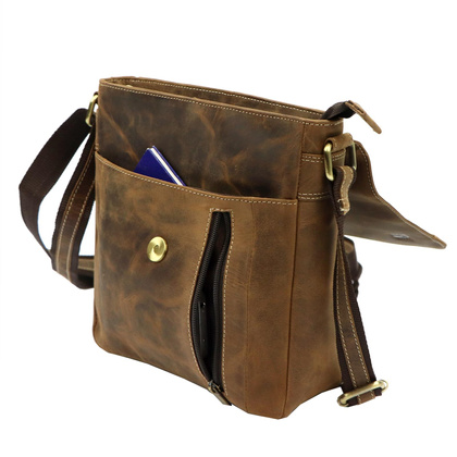 Saszetka męska, torba przez ramię, skóra naturalna