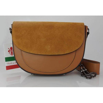 Listonoszka,chlebak,przewieszka  Vera Pelle klapka zamsz Camel LVP399C