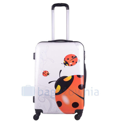 Średnia walizka KEMER RGL PRINT M Biedronka Biało Czerwona