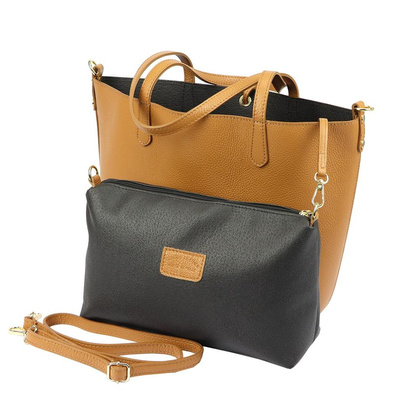 Torebka damska skórzana 19-85 DOLLARO Ciemno szara