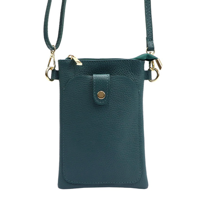 Torebka etui na smartfon, skóra naturalna, pasek