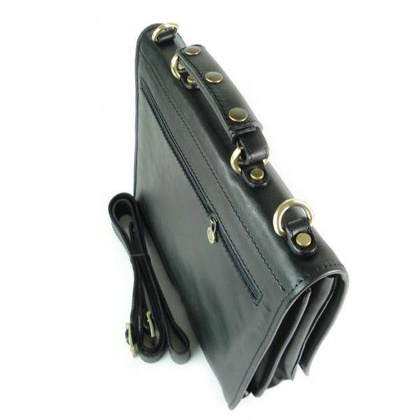 Teczka , męska aktówka ,skóra naturalna dwie przegrody  Czarna TM76N