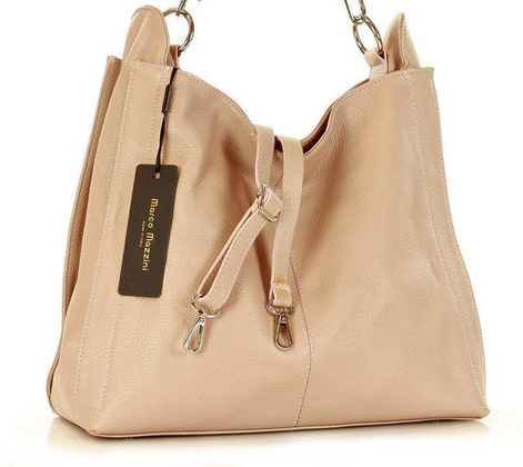 MARCO MAZZINI  Miejska torebka skórzana vera pelle classico pudrowy róż - min. zamówienie 20 / 50 / 100 szt.