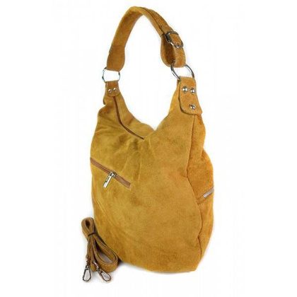 Klasyczny worek na ramię ,zamki suwaki XL A4  Shopper bag zamsz naturalny  camel W345C