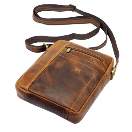 Klasyczna skórzana saszetka męska, na ramię, torebka męska