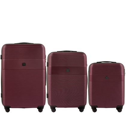 Zestaw 3 walizek WINGS 5398-3 Burgundy
