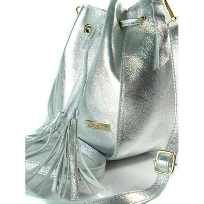 Włoska listonoszka woreczek La Bomba przewieszka złote okucia srebrna skórka nabłyszczana  LB38ARG