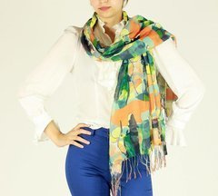 Szal damski z frędzlem camel kolorowy MAZZINI - min. zamówienie 20 / 50 / 100 szt.