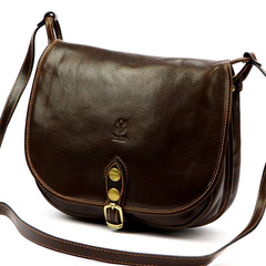 Skórzana torebka, listonoszka 8863 brąz