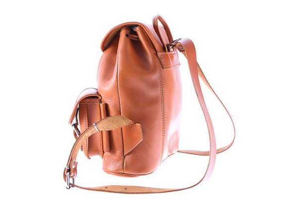 Mały plecak skórzany KEMER VOOC Vintage P2 Beżowy