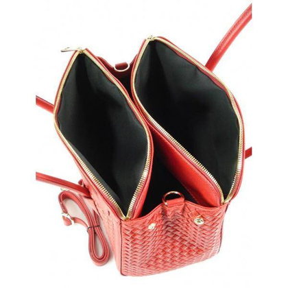 KUFEREK TRZY KOMORY ZŁOTE OKUCIA NA RAMIĘ TOREBKA VERA  PELLE  SKÓRA KRATKA CZERWONA HIT  NM33R