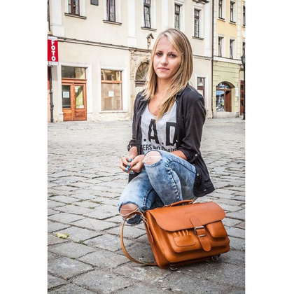 Uniwersalna teczka skóra 3w1 KEMER VOOC Vintage P13 koniak