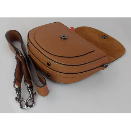 Listonoszka,chlebak,przewieszka  Vera Pelle klapka zamsz Camel LVP399C