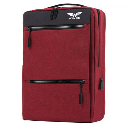 Plecak miejsko-turystyczny z USB WINGS BP30-03 Czerwony