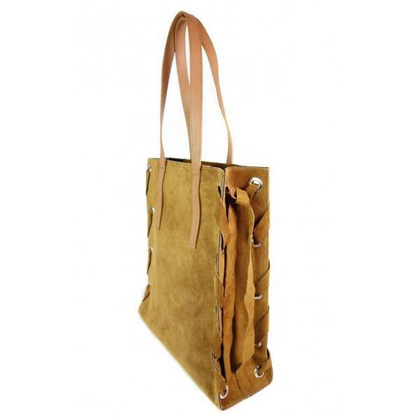 Zamszowa torba Shopper bag ,duży worek, kółka,  Vera Pelle pojemny Camel  WK745C KEMER