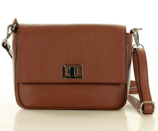 MARCO MAZZINI Torebka skórzana przez ramię crossbody classic flap brąz - min. zamówienie 20 / 50 / 100 szt.