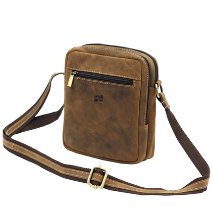 klasyczna saszetka męska, skórzana naturalna, nubuk