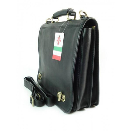 Teczka , męska aktówka ,skóra naturalna dwie przegrody  Czarna TM76N